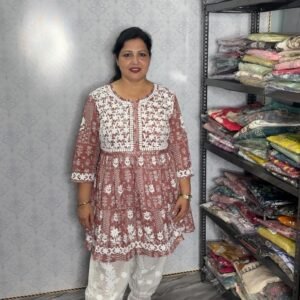 English colour & White Embroidered Co-ord Set