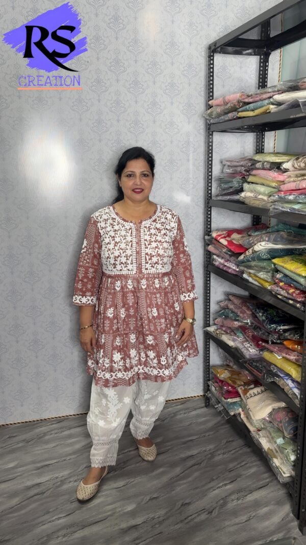English colour & White Embroidered Co-ord Set