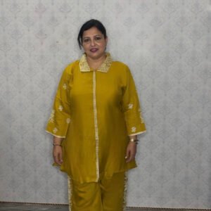 Mustard Co-ord Set with Embroidered Detailing