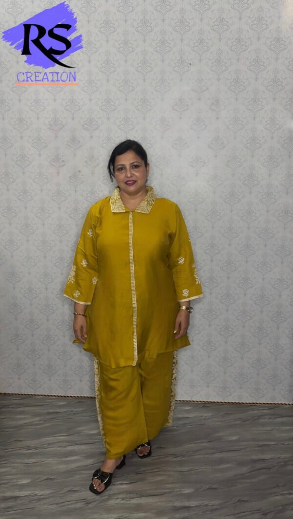 Mustard Co-ord Set with Embroidered Detailing