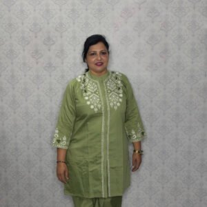 Green Embroidered Co-ord Set with Front Slit