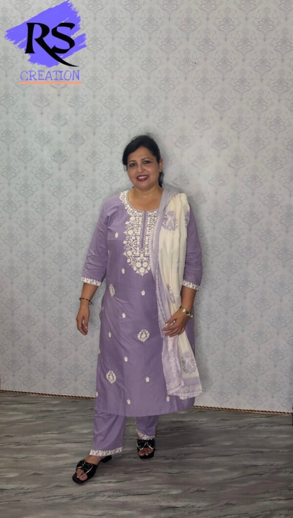 Lavender Embroidered Kurta Set